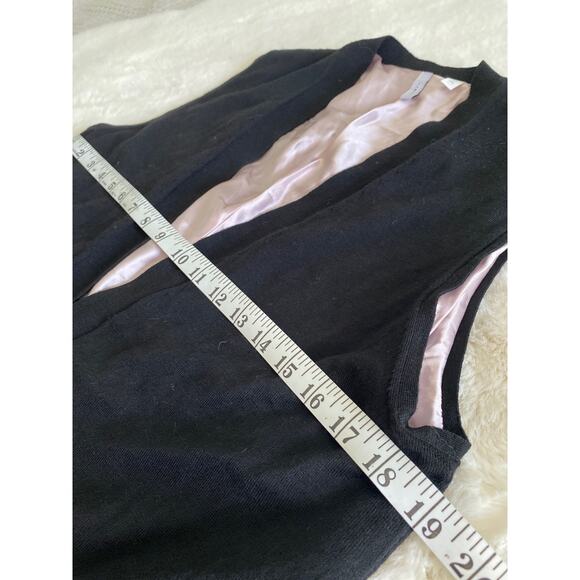 IISLI New York Womens Black Wool Silk Long Tunic Vest Sleeveless Cardigan Sz S - Picture 10 of 11